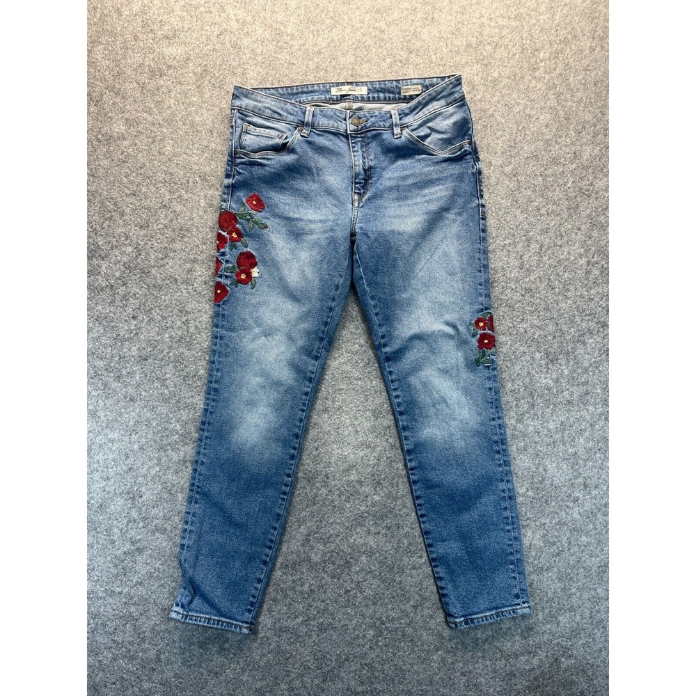 Mavi Jeans Women's 30 Adrianna Ankle Midrise‎ Super Skinny Rose Embellished